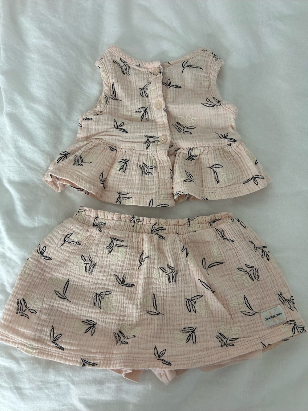 Light Pink Floral Baby Two-Piece Set